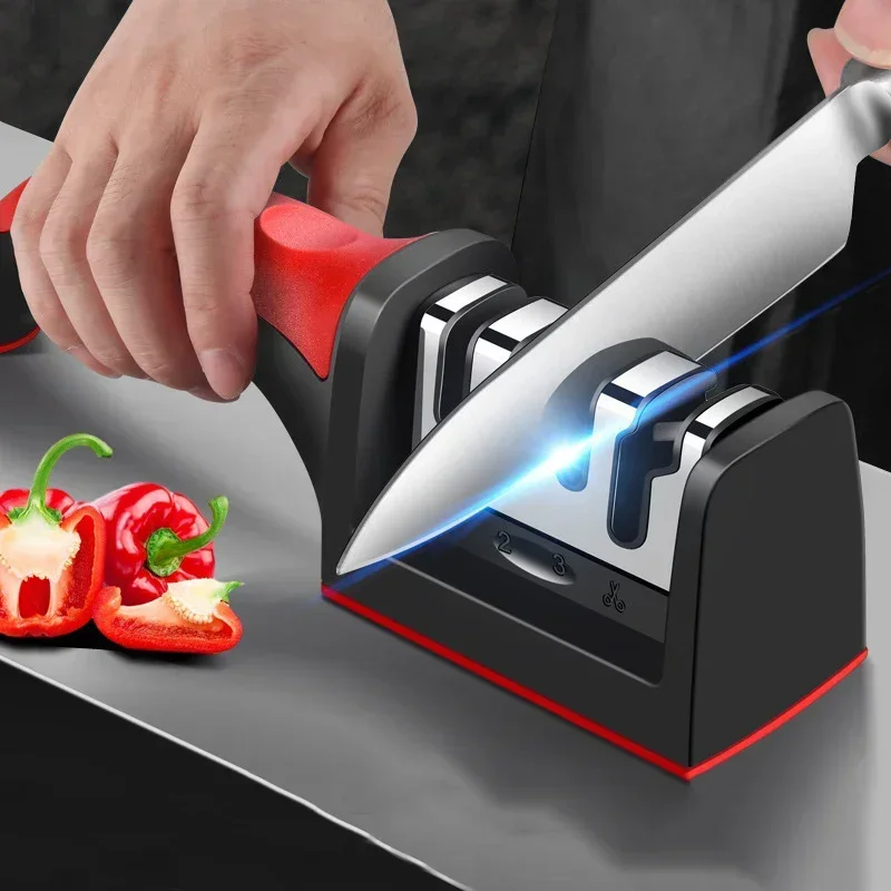 Kitchen Appliances Best - مبراة سكاكين ثلاثية المراحل متعددة الوظائف